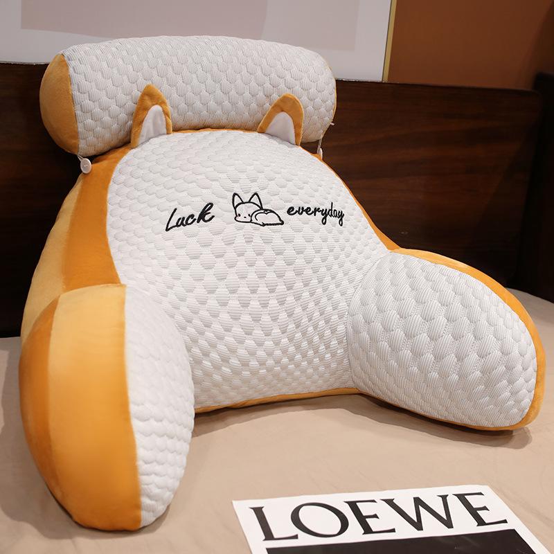 1pc Adjustable Reading Pillow - Ergonomic Back Support Cushion for Bed/Sofa/Floor, Gray Quilted Breathable Design