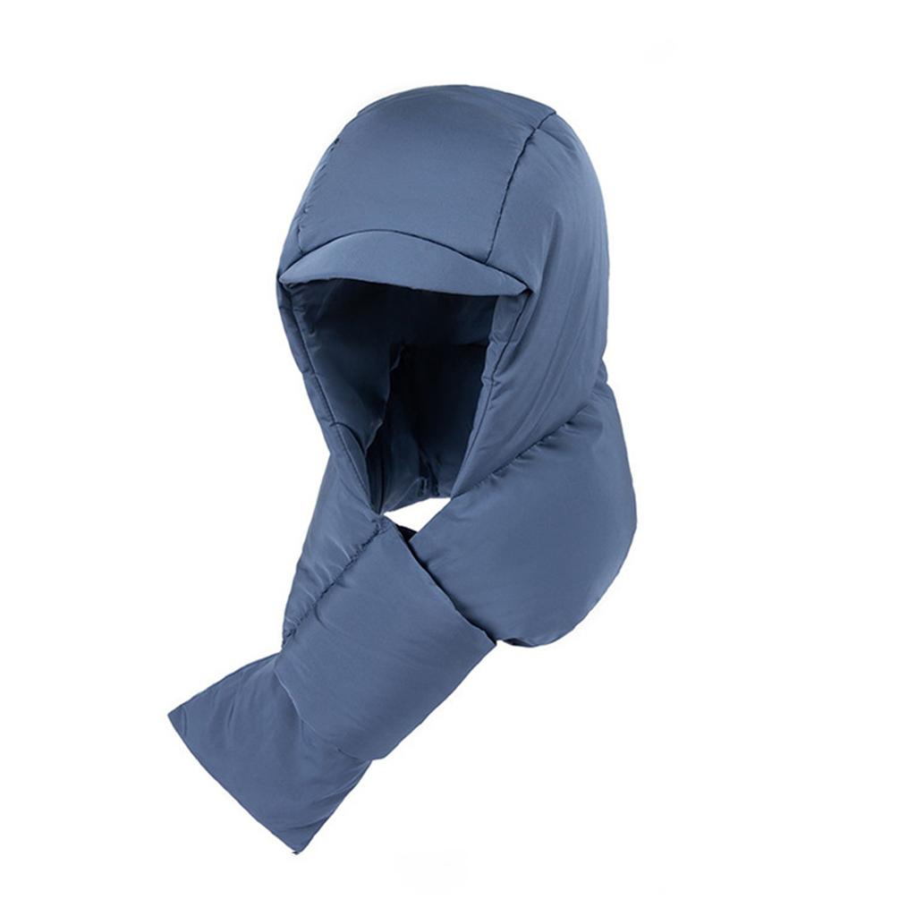 Women's Warm Scarf One-piece Pullover Hat For Outdoor Skiing Travel, Cold Proof Thick Down Hat