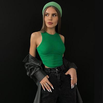 Ribbed Solid Tank Tops Women Skinny O-Neck Sleeveless Body-Shaping Undefined All-Matching Vest Female Streetwear Clothing