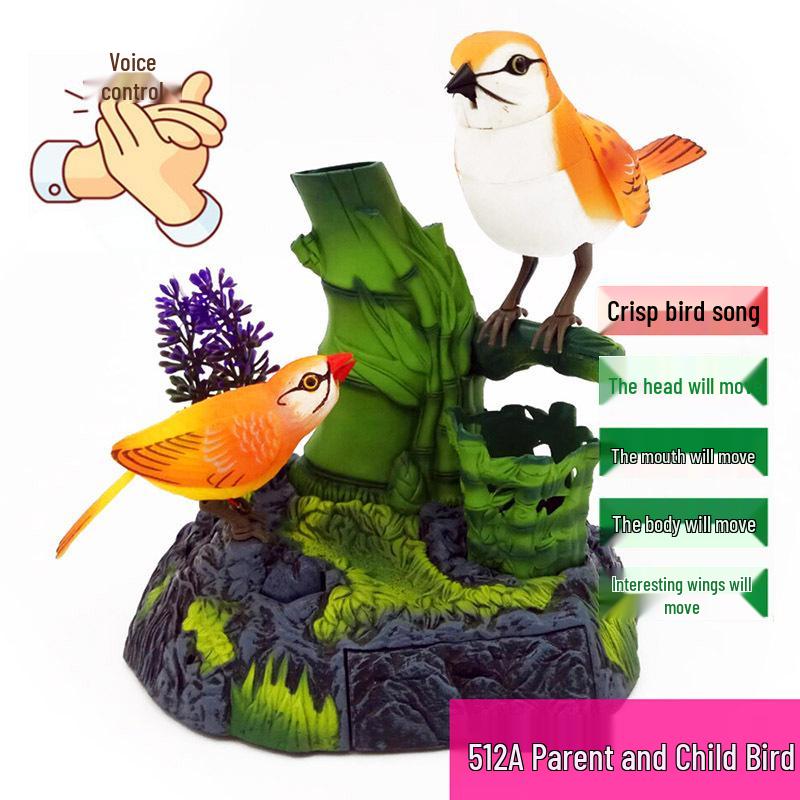 Hlasově ovládaná elektrická hračka Malý ptáček se simulací pohybu a zvuku aktivovaná indukcí