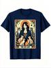 The Cat Lady Tarot Card Shirt Unisex Witchy Gothic Cat Mom TShirt Unisex Cotton Casual Round Neck Outdoor Short Sleeve TShirt