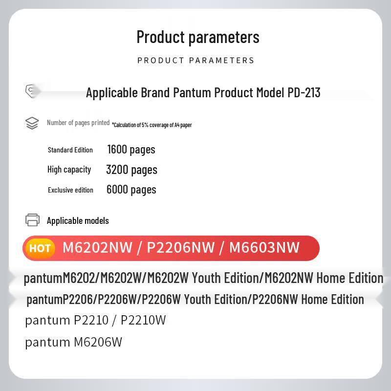 Compatible Toner Cartridge & Toner Powder for Pantum PD-213 Printers
