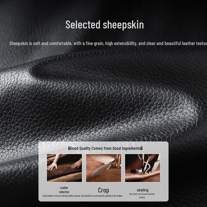 Futing Men's Genuine Sheepskin Slim Fit Motorcycle Leather Jacket