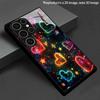 Neon Heart Pattern 2D Phone Case for Samsung S26 S25 S24 S23 S22 S21 S20 A56 A36 A16 - Glass Protective Cover