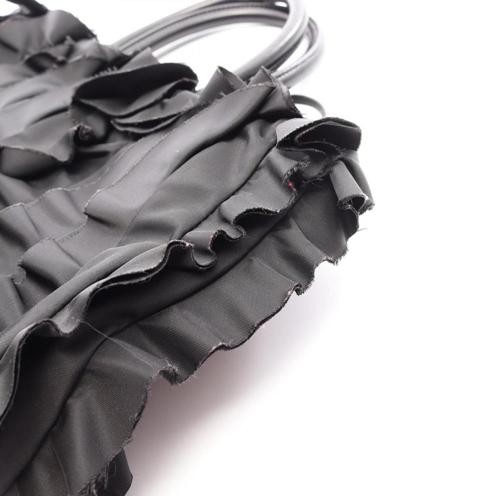Used PRADA Frill Tote Bag Nylon leather Black Used Women