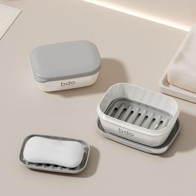 Travel Essentials Plastic Soap Dish with Lid Double Layer Drain Soap Box Self Draining Soap Protector Box