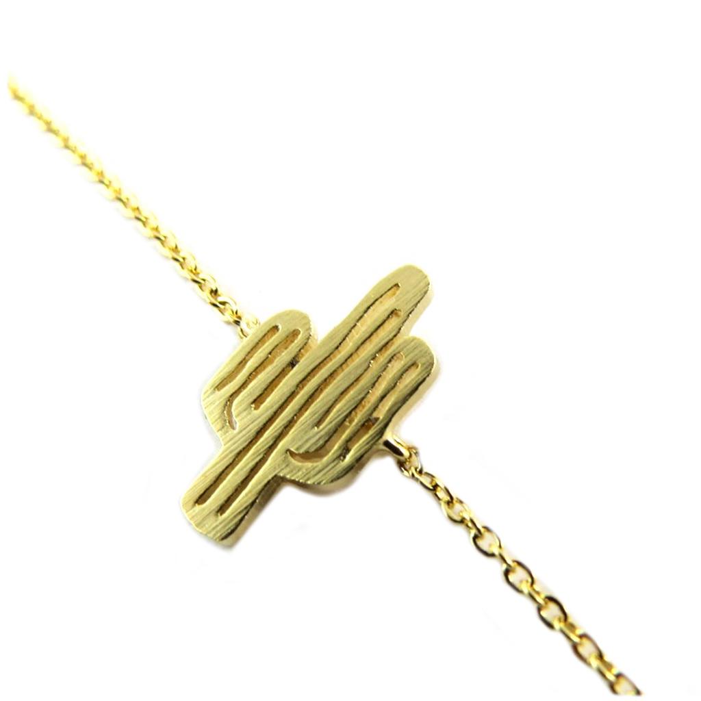 7bis [Q1337] - Gold 'Cactus' Handcrafted Bracelet - 15x8 Mm