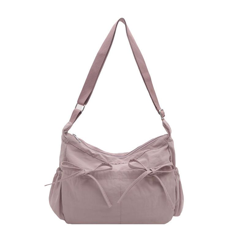 Nylon Folded Shoulder Crossbody Bag For Casual Daily Use With Zipper Closure