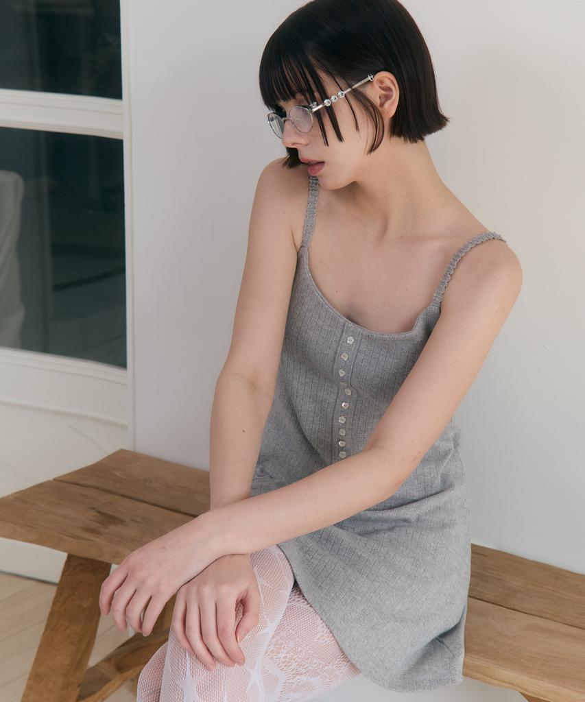 Lojanneu Sweet Dreams Button Mini Dress (Gray)