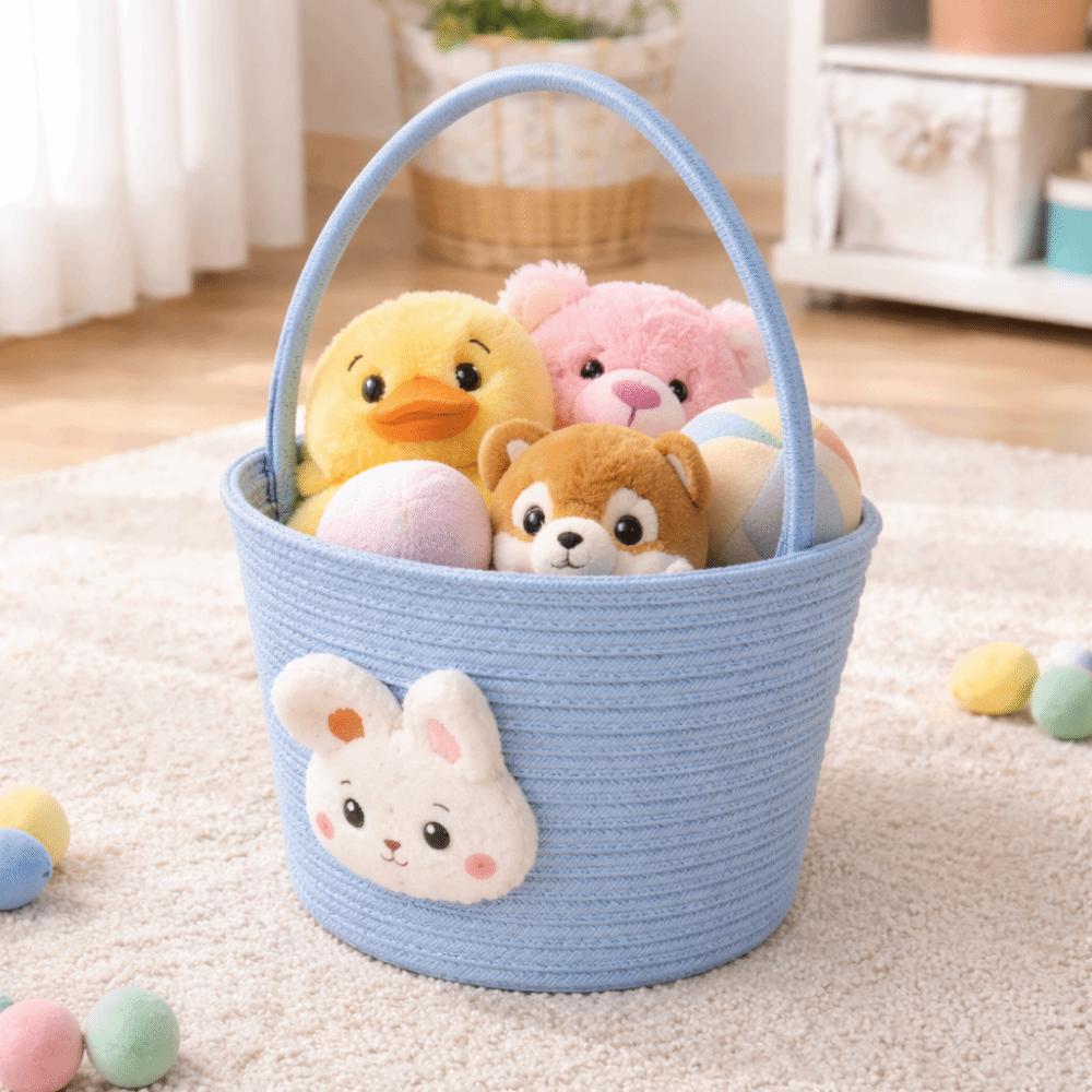 Hand-Woven Easter Gift Basket Cotton Thread Gift Storage Basket Handheld Woven Basket  Gift Giving
