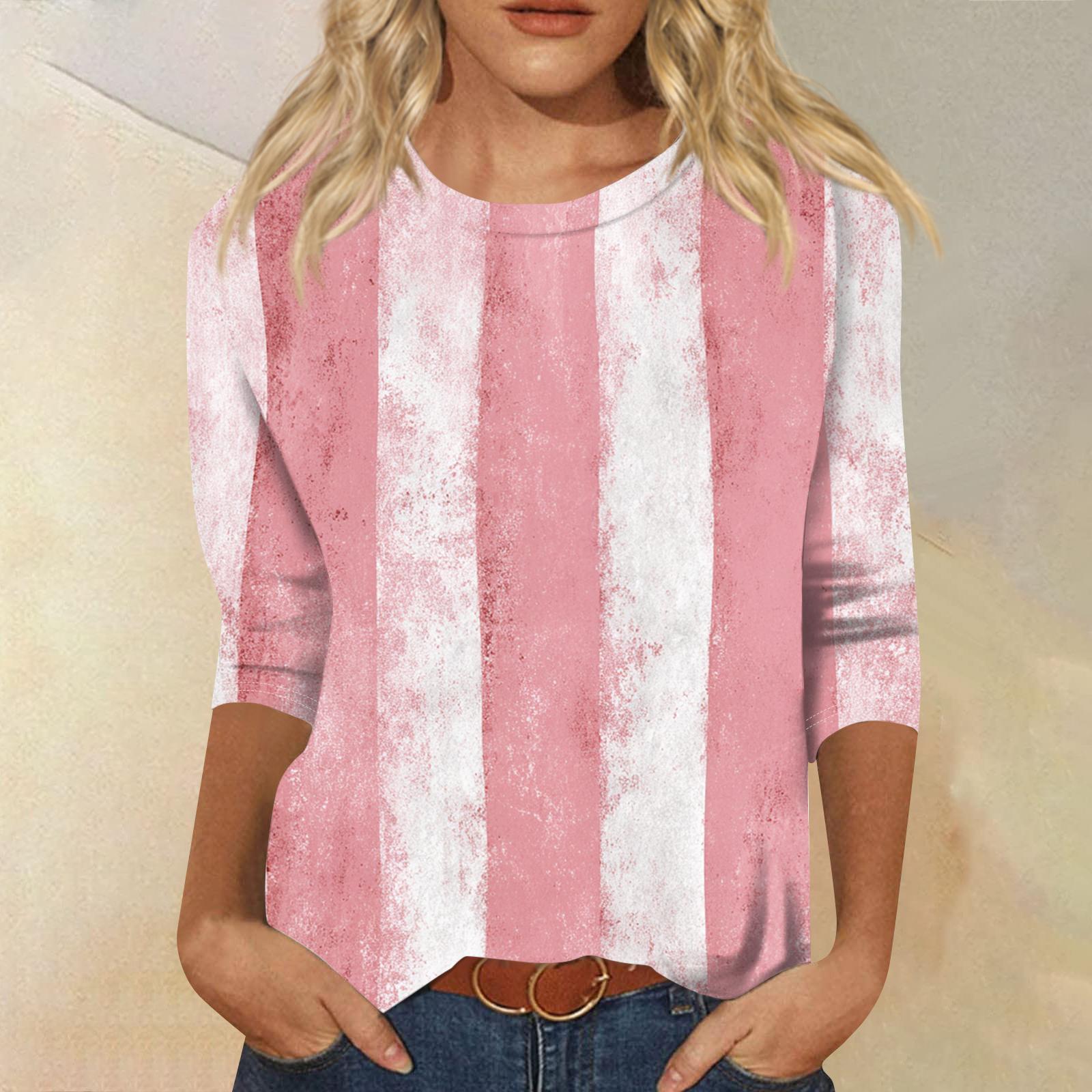 

Женская модная повседневная футболка с круглым вырезом, рукавом три четверти и градиентным принтом XL киноварь