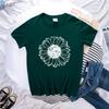 Spring Women's Simple Monochrome Sunflower Pattern Printed Pullover Loose Round Neck Pure Cotton Short Sleeved T-Shirts Women’s