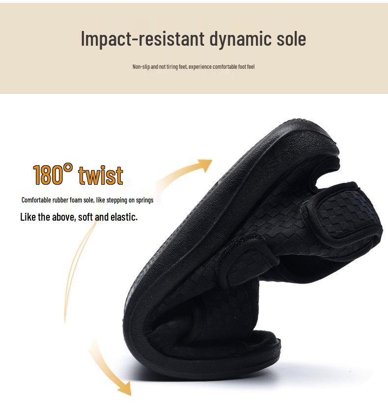 Zhivago 2020 Letní pánské široké černé sandály na suchý zip pro obezitu a široká chodidla - Extra velké