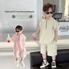 Boys' 2026 Summer Quick-Dry Sleeveless Zipper Two-Piece Set with Letter Print Shorts