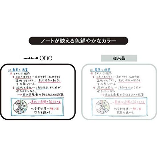 Mitsubishi Pencil Gel Ink Ballpoint and Set of 3 Pen, Uni-Ball One, 0.5mm, Black, Red, Blue, White,