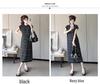New Summer Ice Silk Maternity Dress with Short Sleeve Polo Collar and Slimming Color Block Stripes