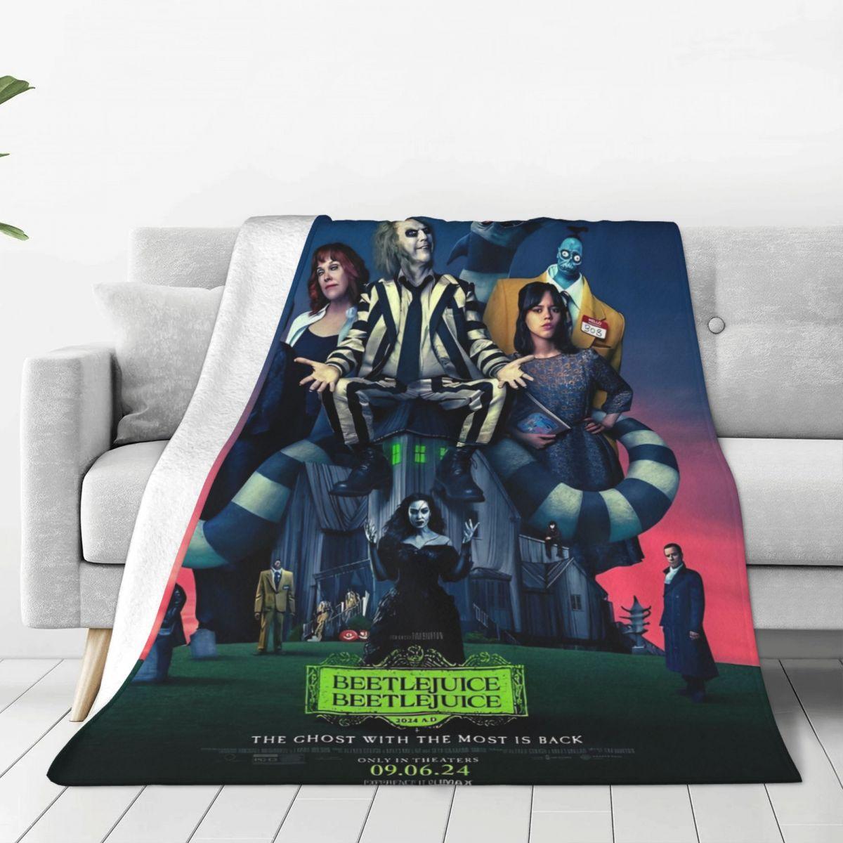 

Super Warm Blanket Travel B-Beetlejuices Halloween Horror (3) Throw Blanket Flannel Bedspread For Bedroom Funny Sofa Bed Cover 75x90cm