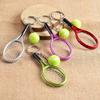 Tennis Racket Ball Lovely Alloy Pendant Key Chain Hanging Ornament Silver