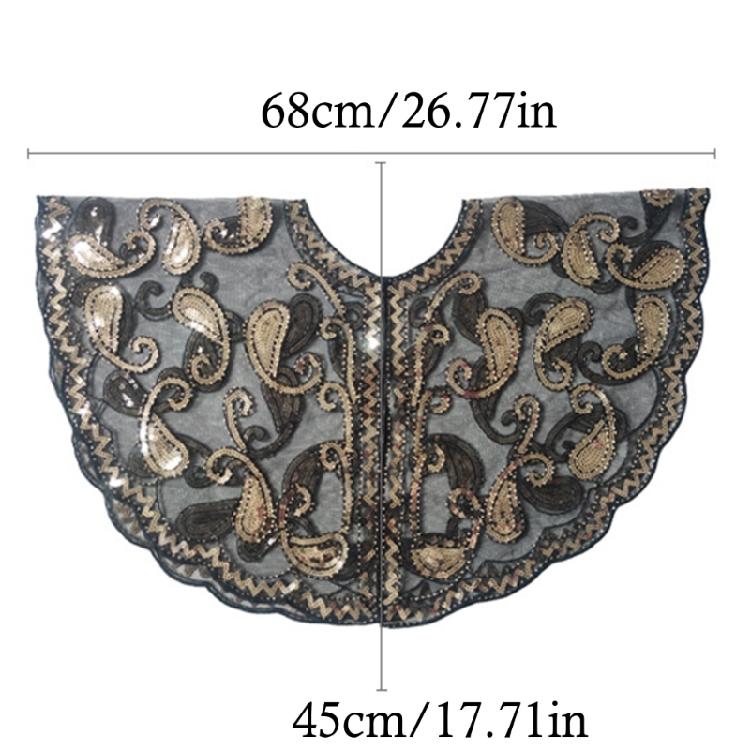 Short Mesh Shawl For Formal Clothes Feature Secure Sequins Detail Soft Polyester Cover Up Easy To Fold And Carry