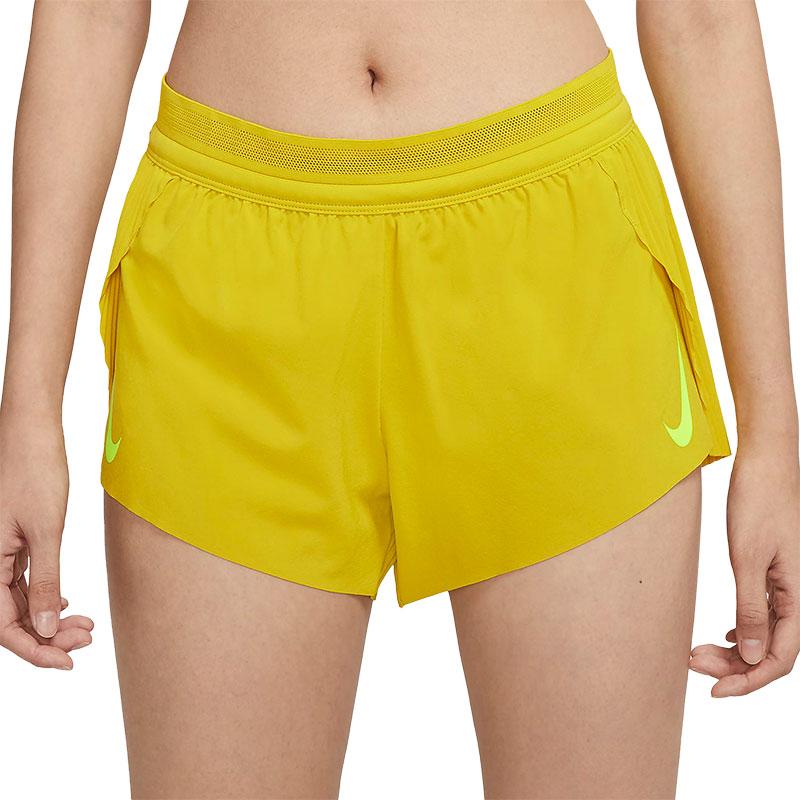 Nike Dri-FIT ADV Logo Print Side Split Fitness Casual Breathable Mid-Rise Sports Shorts Women shorts Yellow CZ9399-733