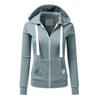 Casual Women Autumn Solid Color Long Sleeve Hoodie Pockets Zipper Sports Coat