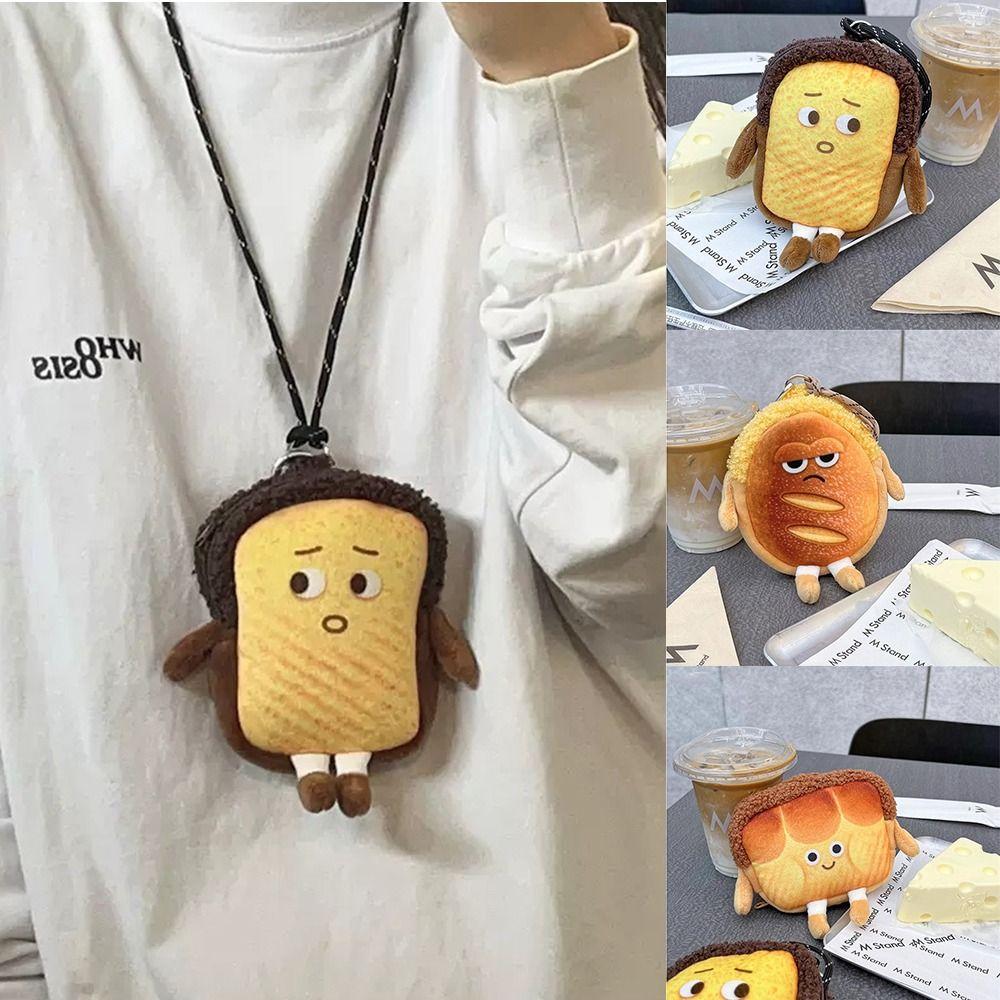 Bread Expression Coin Purse Toast Halter Small Bag Card Bag Plush Wallet  Gift
