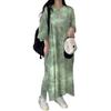 Women's 2024 New Summer Tie-Dye Loose Fit T-Shirt Dress: Korean Style, Short-Sleeved, Casual Mid-Length with Fashionable Print