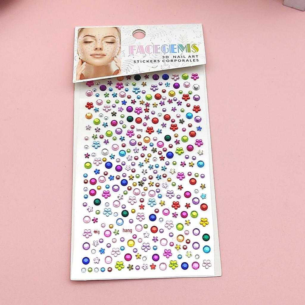 DIY Acrylic Rhinestone Face Stickers - 15 Color Set for Makeup & Stage Use