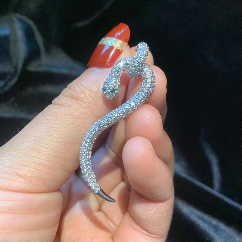 CAOSHI Punk Style Snake Shape Earrings for Women Luxury Brilliant Cubic Zirconia Jewelry for Party Gorgeous Accessories Gift
