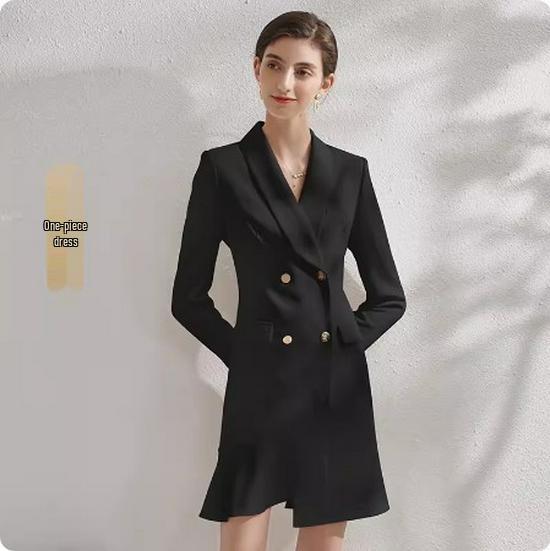 

Женское двубортное приталенное профессиональное платье - Весна/Осень Белая мода Large