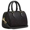 Coach Brown Signature Canvas Mini Boston Duffle Bag with Heart Charm & Gold Hardware for Daily Use