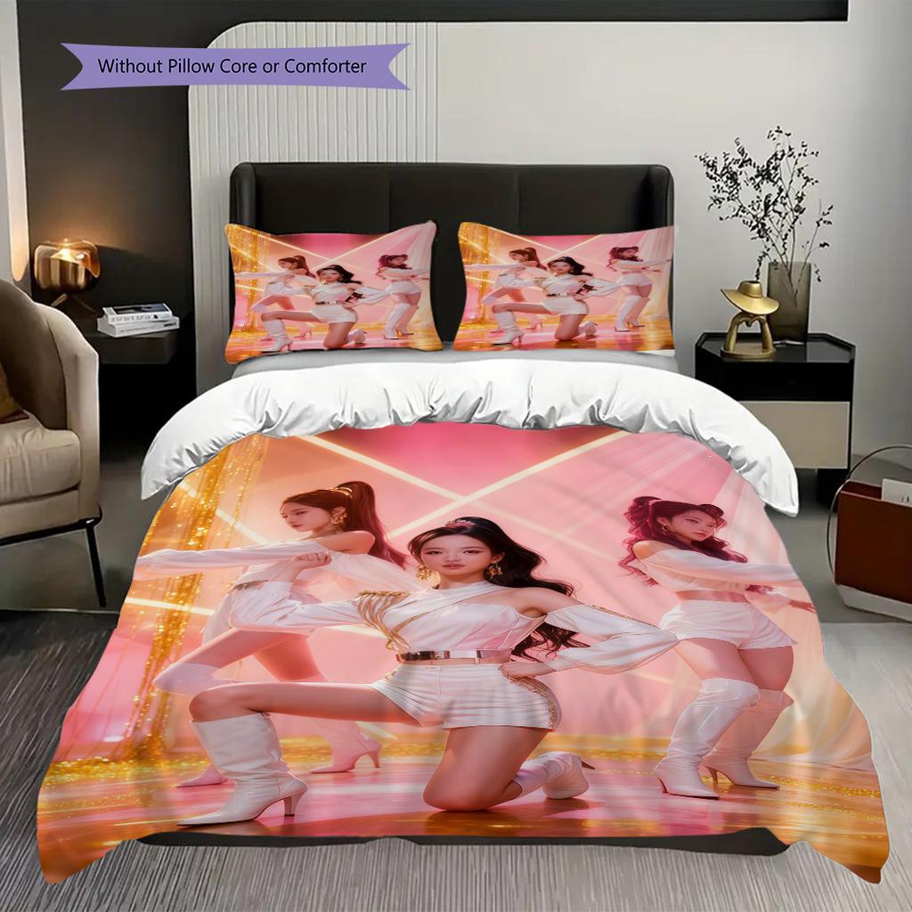 Vibrant Rhythm Huntrix Bedding (1 * duvet cover + 2 * pillowcase, without core) 2D Flat Christmas birthday gift Soft and comfortable Bedding set
