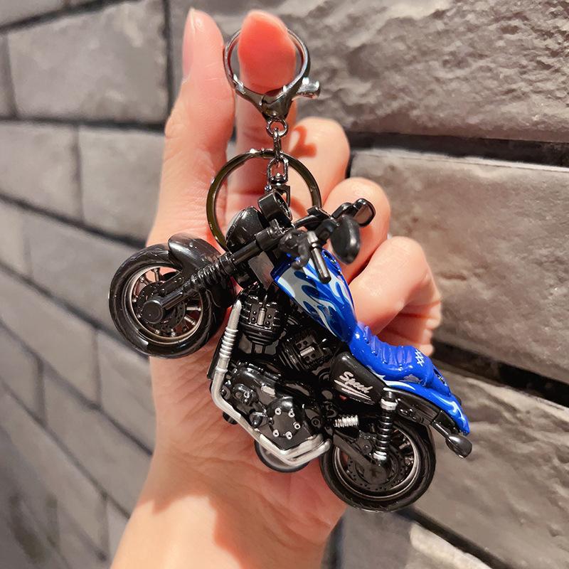 Cartoon Hip Hop Mini Small Motorcycle Key Chain Creative Personality Couple Bag Tide Cool Toy Model Pendant Small Gift