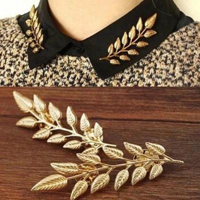 New Vintage Leaf Shirt Collar Pin Collar Brooch for Women's Brooch Metal Brooch Clothes Sweater Decorative Pin Fashion Jewelry