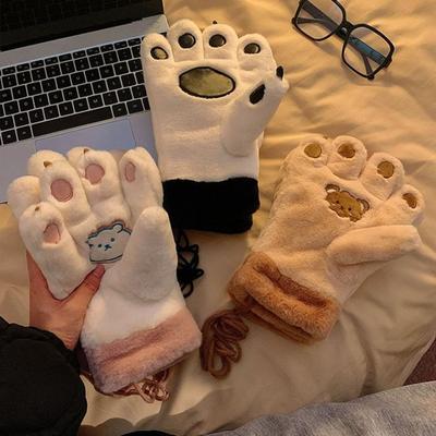 1 Paio Guanti Zampa di Orso Carini Super Morbidi Ultra-spessi Resistenti all'Usura Antifreddo Inverno Caldi