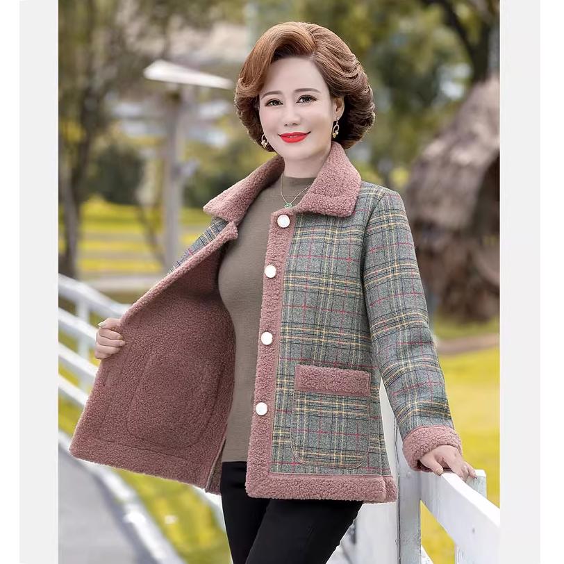 Women's Fashion Loose Autumn Jacket, Mother's Spring and Autumn Jacket, Granular Velvet Temperament