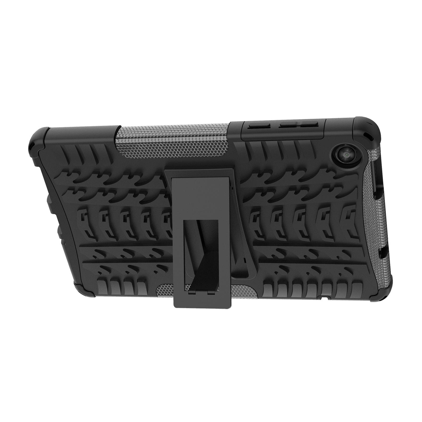 

For Lenovo Tab M8 (4th Gen) 2024 TB-301XU/M8 (4th Gen) 2023 TB-300FU Kickstand Tablet Case Tire Texture TPU PC Cover Black