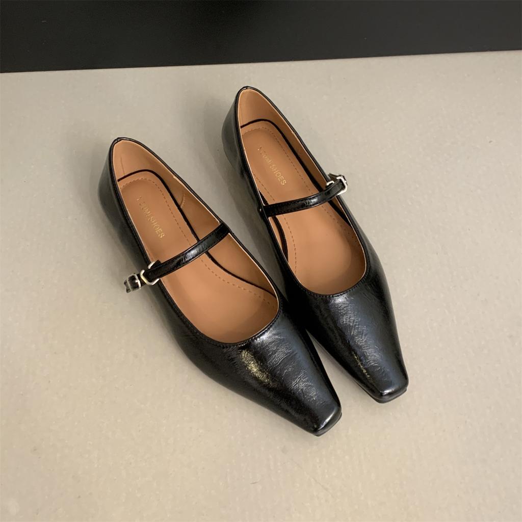 French evening breeze temperament commuter single shoes girl 2025 autumn new Korean version fairy thick low heel Mary Jane small leather shoes