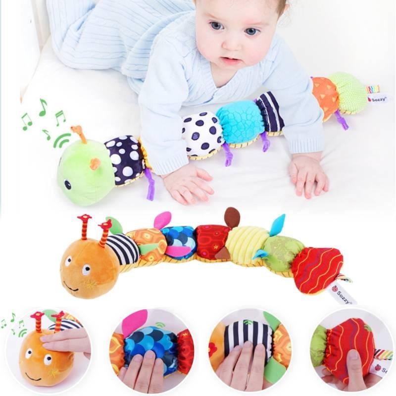 Sozzy Plush Music Crinkle Paper Toy For Infants Soft Comforting Stuffed Caterpillar
