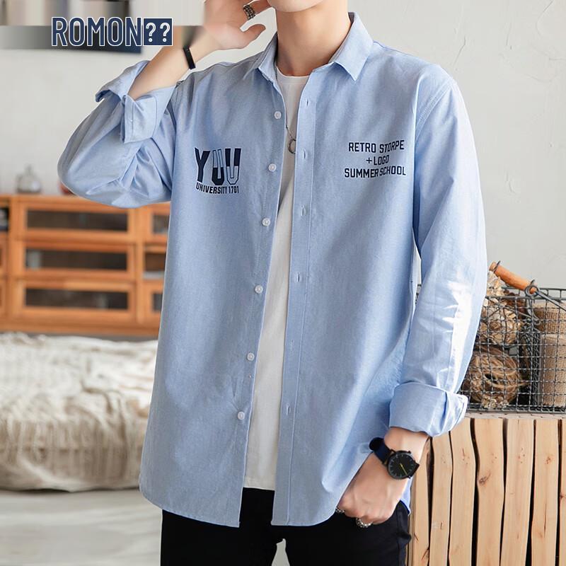 Romon Men s Long Sleeve Casual Printed Shirt XL