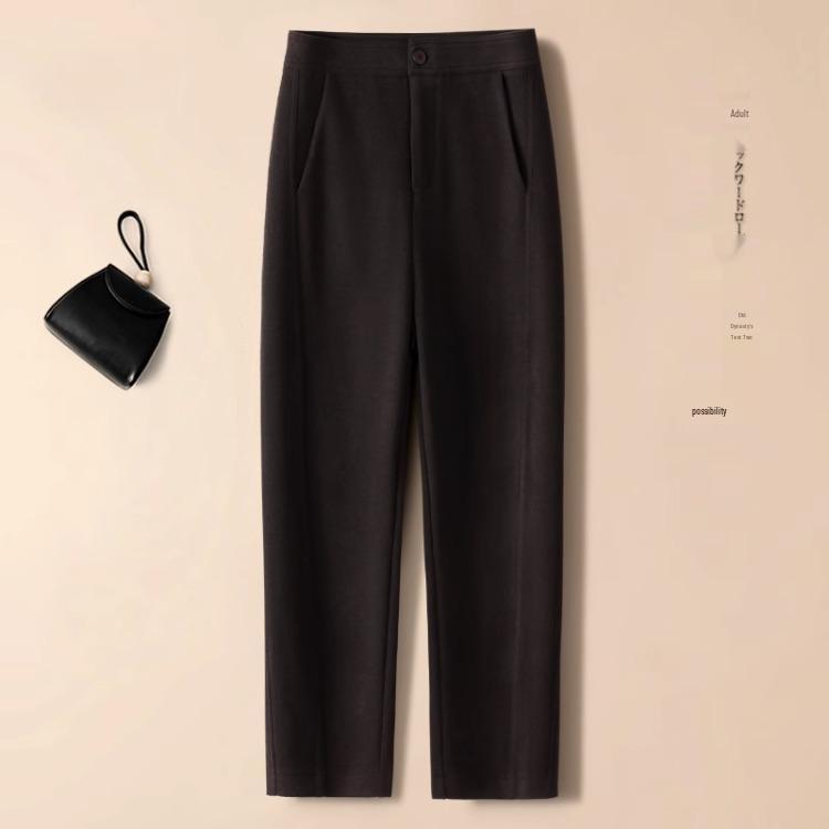 Women's Off-White Cashmere Blend Harem Pants - High-End, Thickened, Straight-Leg for Autumn/Winter 2024.