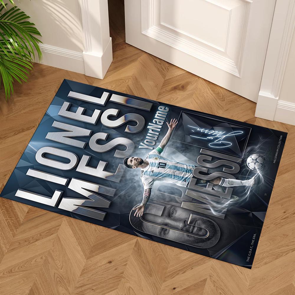 Messi Personalized Text Floor Rug Office Rug Perfect for Foyer Entryway Playrooms Dormitory Antislip Carpet Decorate Offices