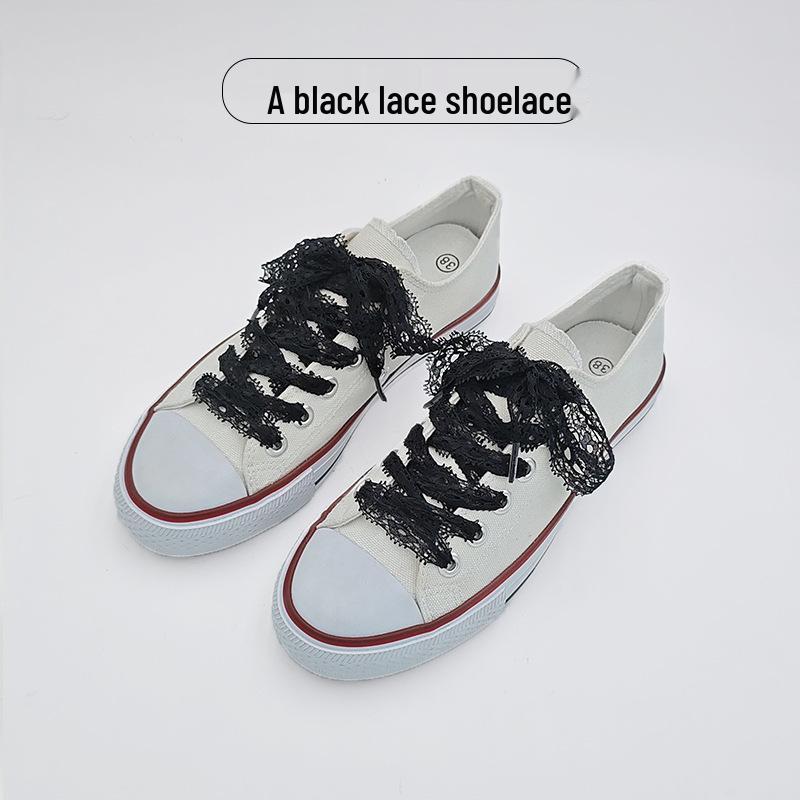 

Wide White & Black Lace Shoelaces for T-Head Shoes: DIY Ballet German Trainers 120cm