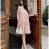 Damen schulterfrei ärmellos Mini-Kleid lockere Passform mittlere Taille elegant Pailletten floral A-Linien-Kleid