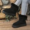 Large Size Short Snow Boots Women's Autumn and Winter New Bow Thick-soled Piled Thickened Warm Cotton Boots