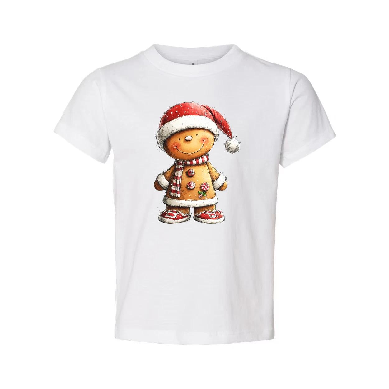 

Gingerbread Man Christmas T Shirt With Santa Hat And Candy Cane Details Unisex T S