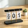 Wooden Perpetual Desk Calendar Daily Desktop Standing Flip Calendar with Day