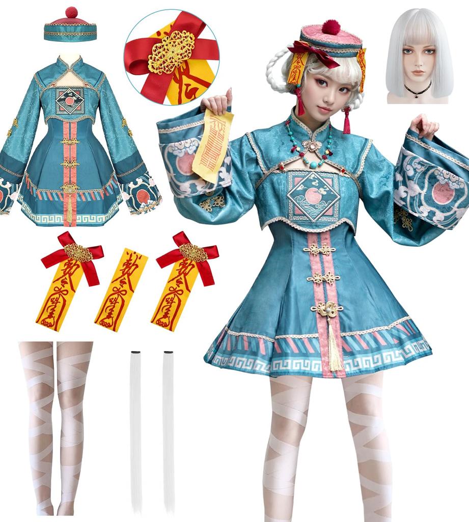 JIURUN Halloween Cosplay Jiangshi Lolita Anime Gothic Retro Lolita School Cultural Dark Performance Cute Christmas Costume, Dress, Embroidery, Lolita,