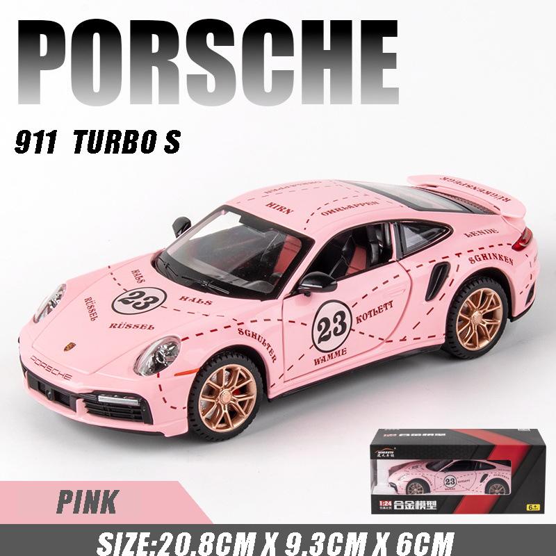 1:24 Scale 911 Turbos Metal Sports Car Alloy Model Car Diecast & Toy Car Simulation Sound and Light Collection Children's Gift
