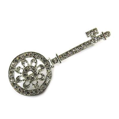 [N6331] - Designer Brooch 'Clé Des Possibles' Silver White